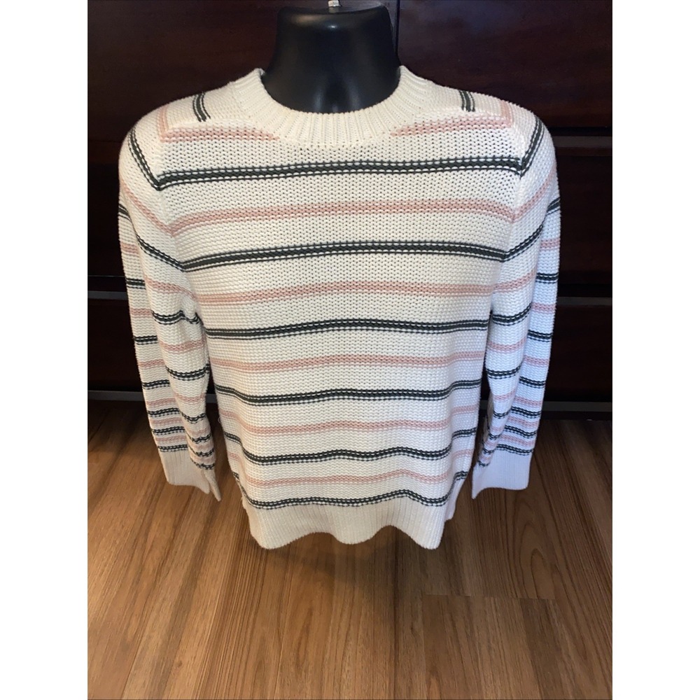 Madewell Striped Textured Cotton Sweater Women's Size Small